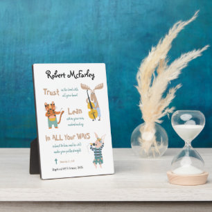 Plaque Photo Baptême Garçon Cute Animaux Musicaux Avec Verse Bi