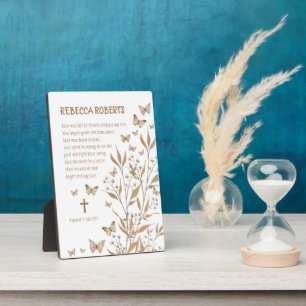 Plaque Photo Baptême Girl Aquarelle Papillons