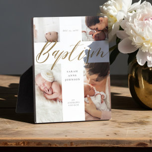 Plaque Photo Baptême Gold Calligraphie Photo Collage Keepsaké