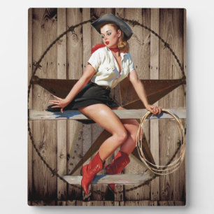 Plaque Photo Barn Wood Texas Star western country Cowgirl