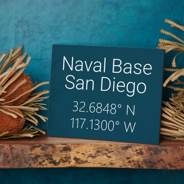 Plaque Photo Base navale San Diego Latitude Longitude (Côté)