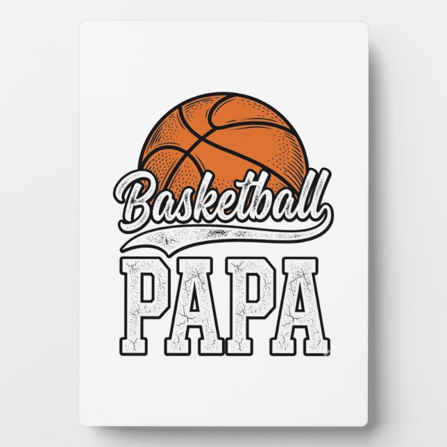 Plaque Photo Basketball Papa Vintage Engraving Shirt Design_1 (Devant)