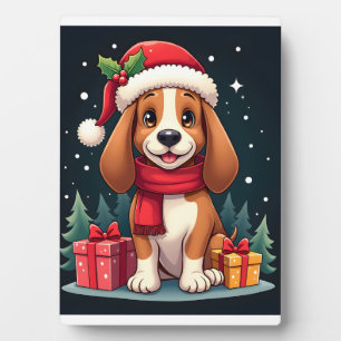 Plaque Photo Basset Hound Chien vêtements de Noël Santa Hat Chi