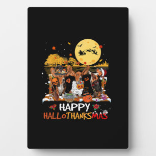 Plaque Photo Basset Hound Joyeux Hallothanksmas Halloween Merci