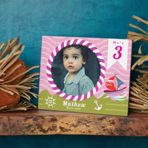 Plaque Photo Bateau photo Nautique Anniversaire Rose Vert