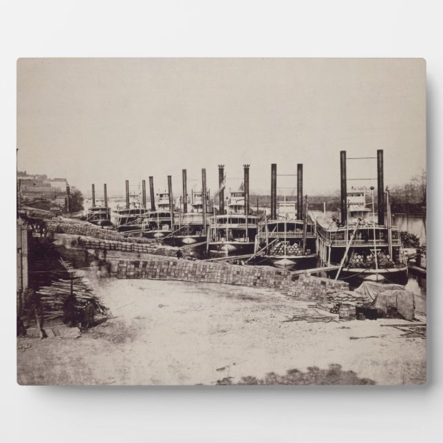 Plaque Photo Bateaux à vapeur sur le Mississippi (photo b/w) (Devant)