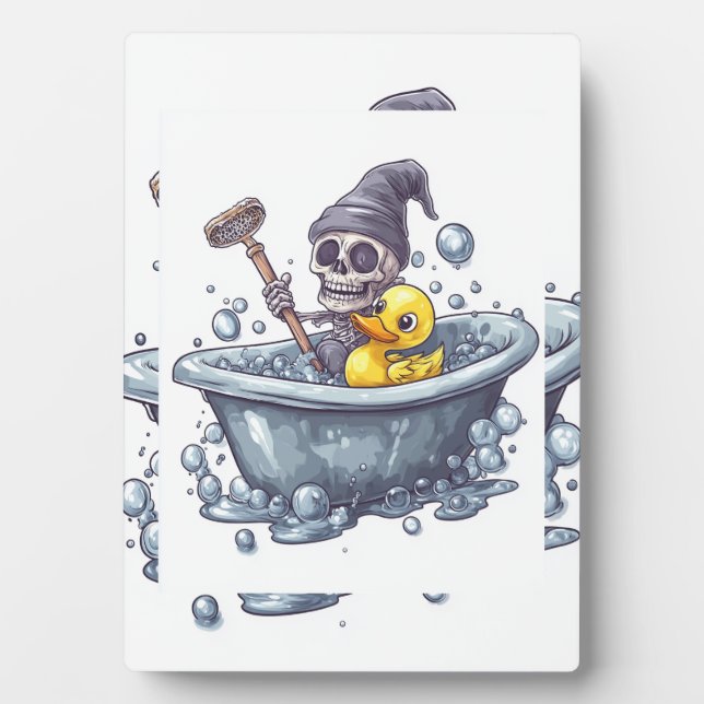 Plaque Photo Bath Time Bones � Crâne drôle mignon dans la baign (Devant)