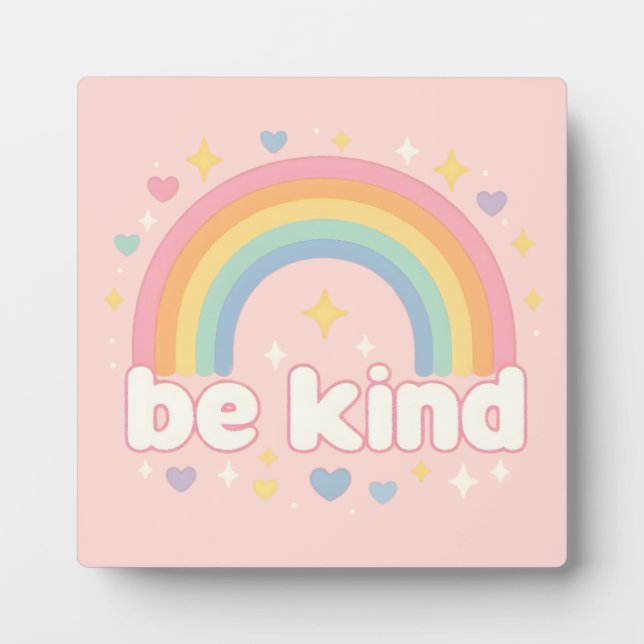 Plaque Photo Be Kind – Rainbow Pastel Positivity (Devant)