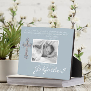 Plaque Photo Be My Godfather Proposal Blue Memorial Photo