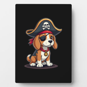 Plaque Photo Beagle Costume de pirate Jolly roger Drapeau Croix