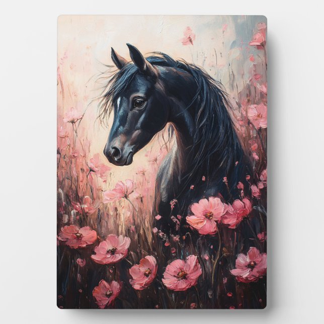 Plaque Photo Beau Cheval Blush Fleur sauvage rose (Devant)