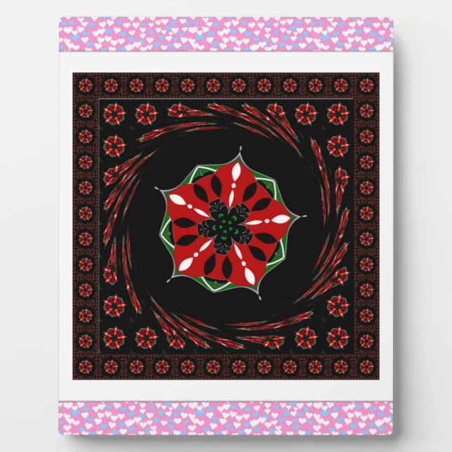 Plaque Photo Beau rose Bleu Blanc Coeurs d'amour Design (Devant)