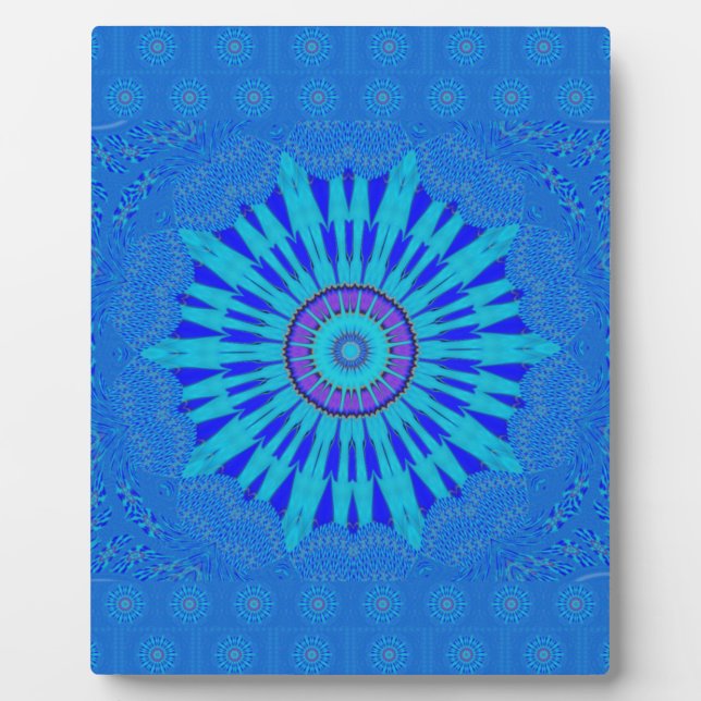 Plaque Photo Beau Royal Blue Mandala Art Imprimer (Devant)