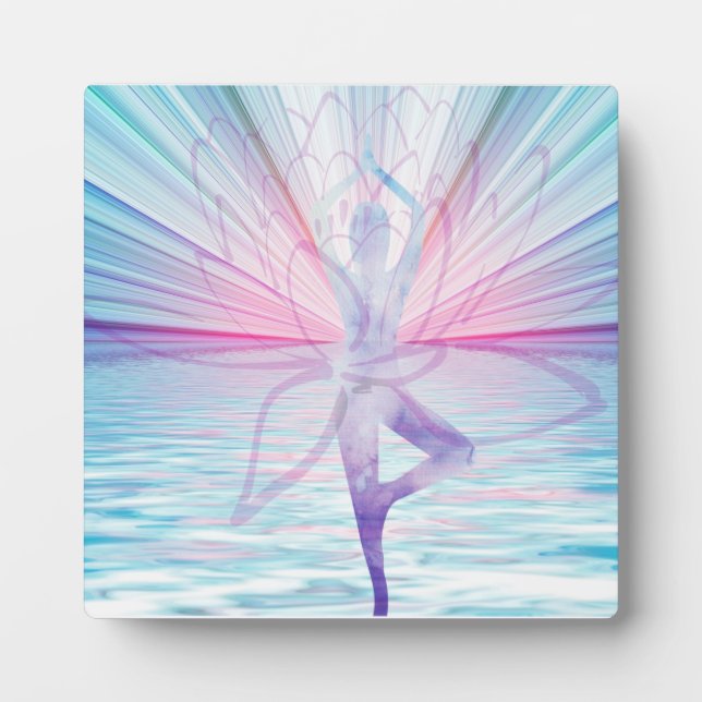 Plaque Photo Beautiful Pink & Blue Vrikshasana Yoga (Devant)