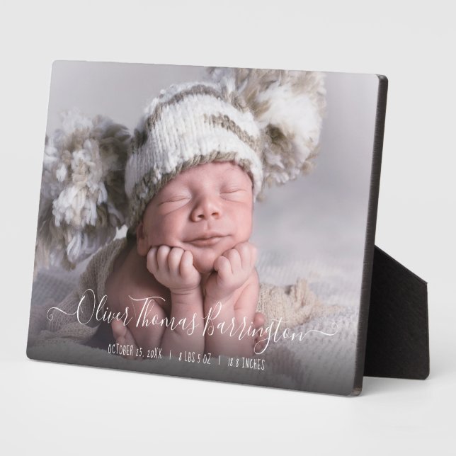 Plaque photo bébé et statistiques de naissance (Côté)