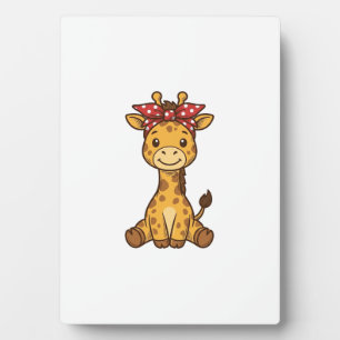 Plaque Photo Bébé girafe mignon avec noeud papillon design vect