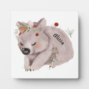 Plaque Photo Bébé mignon Wombat Gold Speckle personnalisé