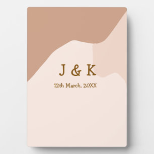 Plaque Photo Beige boho incurvé orange mariage nom date