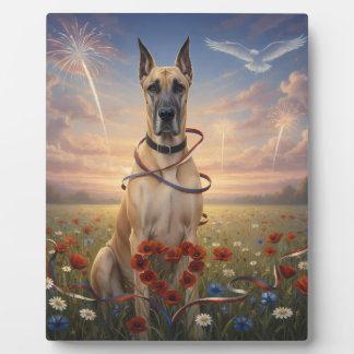 Plaque Photo Bella le Grand Danois Feux d'Artifice Patriotiques