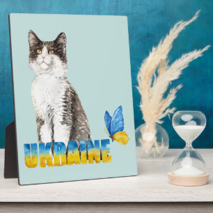 Plaque Photo Belle aquarelle Ukraine Chat et Papillon