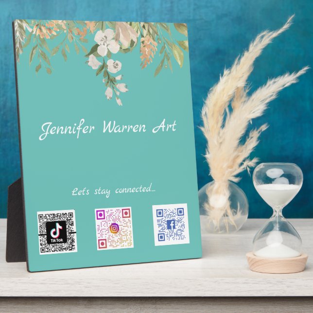 Plaque Photo Belle frontière florale Codes d'analyse des médias (Côté)