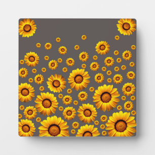 Plaque Photo Belles fleurs jaunes sur arrière - plan gris