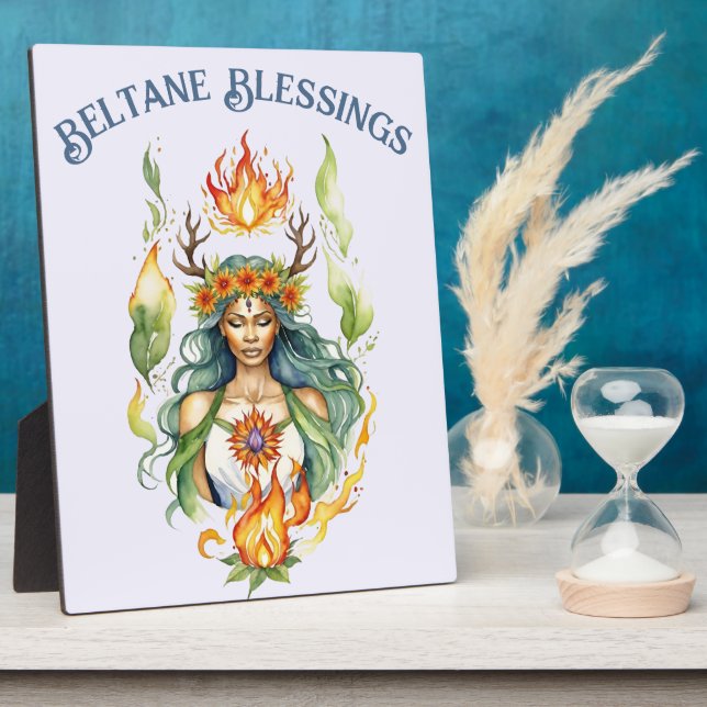 Plaque Photo Beltane Fire Summer Goddess Floral Sabbat Altar (Côté)
