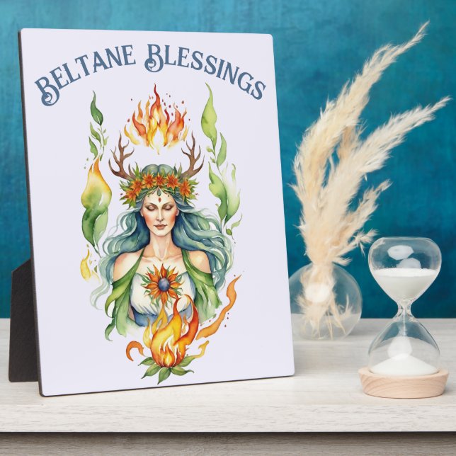 Plaque Photo Beltane Fire Summer Goddess Floral Sabbat Altar (Côté)