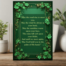 Bénédiction Irlandaise Shamrocks Vert Que la Route