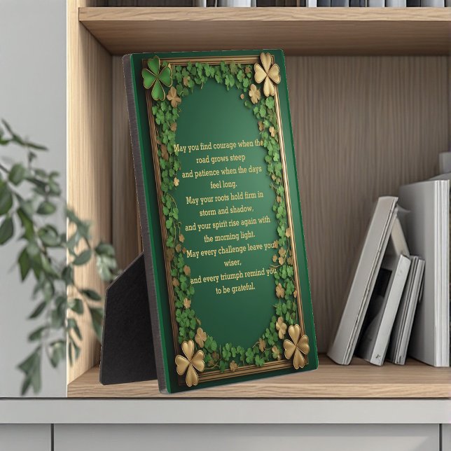 Plaque Photo Bénédictions irlandaises du trèfle pour la force e (Shamrock Irish Blessings for Strength & Resilience Plaque)