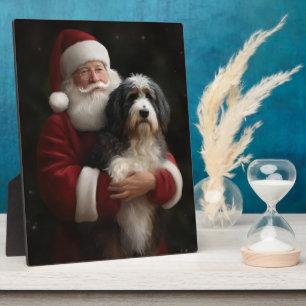 Plaque Photo Bernedoodle avec Noël Festif du Père Noël