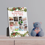 Plaque Photo Berry Premier anniversaire 12 mois Collage photo b<br><div class="desc">Fraise 1er anniversaire | Berry First Birthday for Baby Girl Photo Collage Le design présente des fraises d'aquarelle dans l'arrière - plan et texte personnalisé avec fraise et collage photo modèle pendant 12 mois. Ajoutez 12 photos de votre petite fille et faites-en votre souvenir permanent.</div>