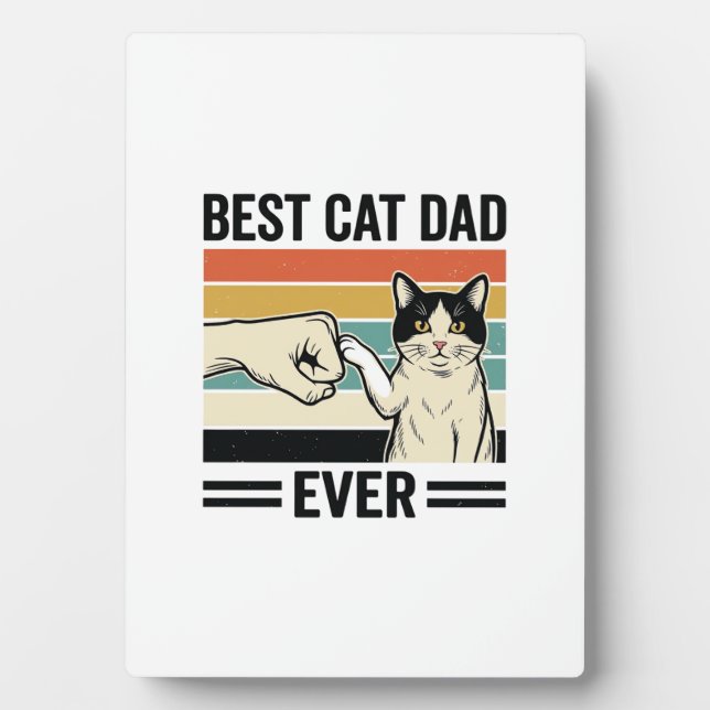 Plaque Photo Best Cat Dad Ever Retro Cat Fist Bump Shirt_1 (Devant)