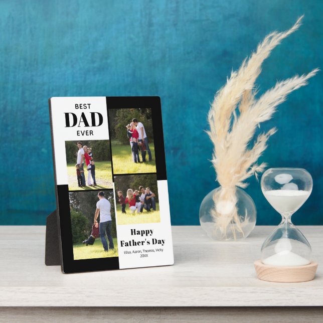 Plaque Photo Best Dad Ever black, white Father's Day photo (Côté)