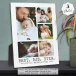 Plaque Photo BEST DAD EVER Photo Collage Classic Type<br><div class="desc">Créez un collage photo commémoratif de cinq images avec un titre modifiable (l'exemple est le MEILLEUR. PAPA. EVER.) et une deuxième ligne de texte pour votre message personnel dans votre choix de styles et de couleurs de police (montré dans une police classique gris fusain sur blanc). MODIFICATION DE COULEUR :...</div>