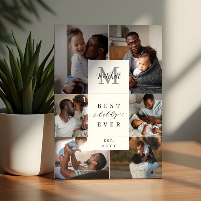 Plaque Photo Best Daddy Ever Fête des pères 6 Monogramme photo (Best Daddy Ever Father's Day 6 Photo Monogram Plaque)