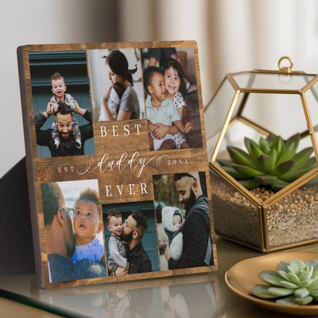 Plaque Photo Best Daddy Ever Fête des pères Cadeau Photo Woodgr (Best Daddy Ever Father's Day Gift Photo Woodgrain Plaque)