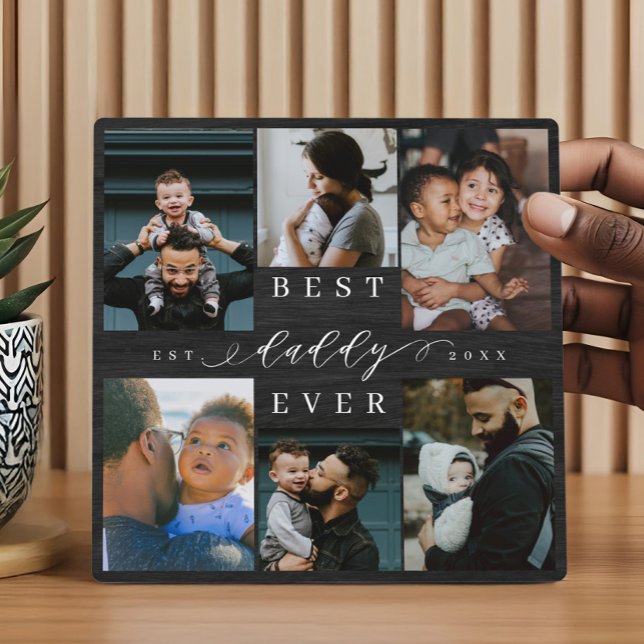 Plaque Photo Best Daddy Ever Fête des pères Cadeau Photo Woodgr (Best Daddy Ever Father's Day Gift Photo Woodgrain Plaque)