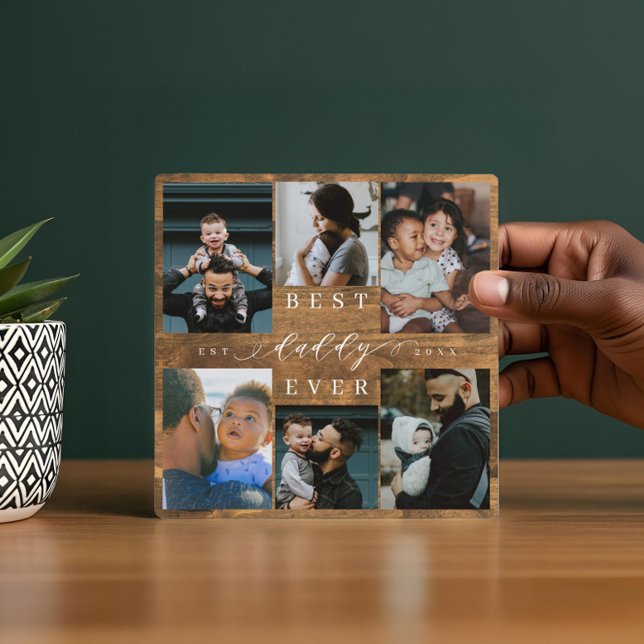 Plaque Photo Best Daddy Ever Fête des pères Cadeau Photo Woodgr (Best Daddy Ever Father's Day Gift Photo Woodgrain Plaque)