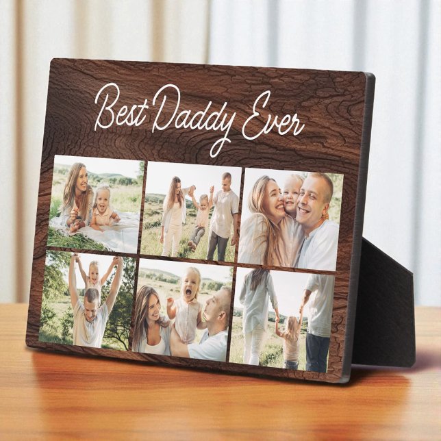 Plaque Photo Best Daddy Ever Wood Custom 6 Photo Collage (Créateur téléchargé)