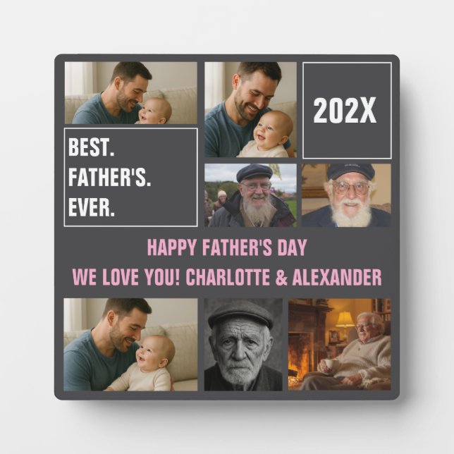 Plaque Photo Best Father Ever Photo Collage and Custom Text (Devant)