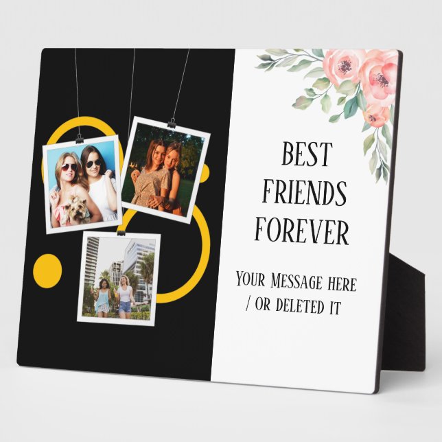 Plaque Photo Best Friend Forever, personnalisation 3 Photo Coll (Côté)