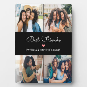 Plaque Photo Best Friends 4 Collage Photo & Custom Script Black