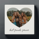 Plaque Photo Best Friends Forever BFF Custom Heart Photo Blanc<br><div class="desc">Meilleurs amis pour toujours BFF Photo personnalisée Forme de coeur Plaque en blanc</div>