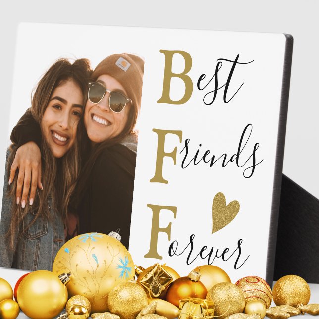 Plaque Photo Best Friends Forever Gold BFF Typographie (Créateur téléchargé)