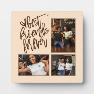 Plaque Photo Best Friends Forever script 3 Photos Crème Brown