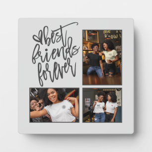 Plaque Photo Best Friends Forever script 3 Photos Grey