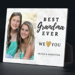 Plaque Photo Best Grandma Ever Grandkids Marble Photo<br><div class="desc">Design your own Best Grandma Ever photo plaque personalized with grandchildern picture and names.

Modern typography , marble texture and gold glitter heart print adds an unique touch to the gift for granny.

Makes a treasured keepsake gift for grandma for birthday, mother's day, grandparents day, etc</div>