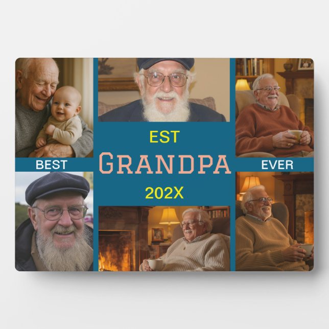 Plaque Photo Best Grandpa Ever Photo Collage (Devant)