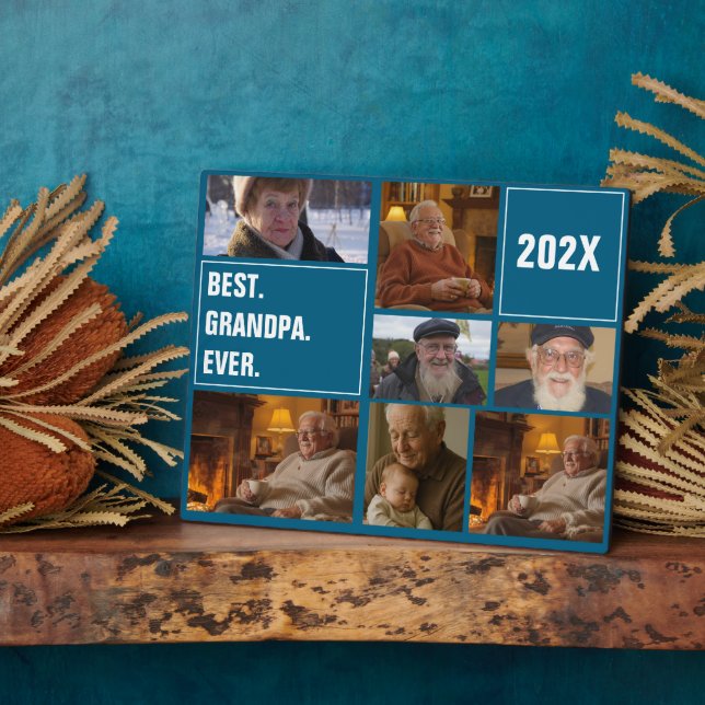 Plaque Photo Best Grandpa Ever Photo Collage and Custom Text (Côté)